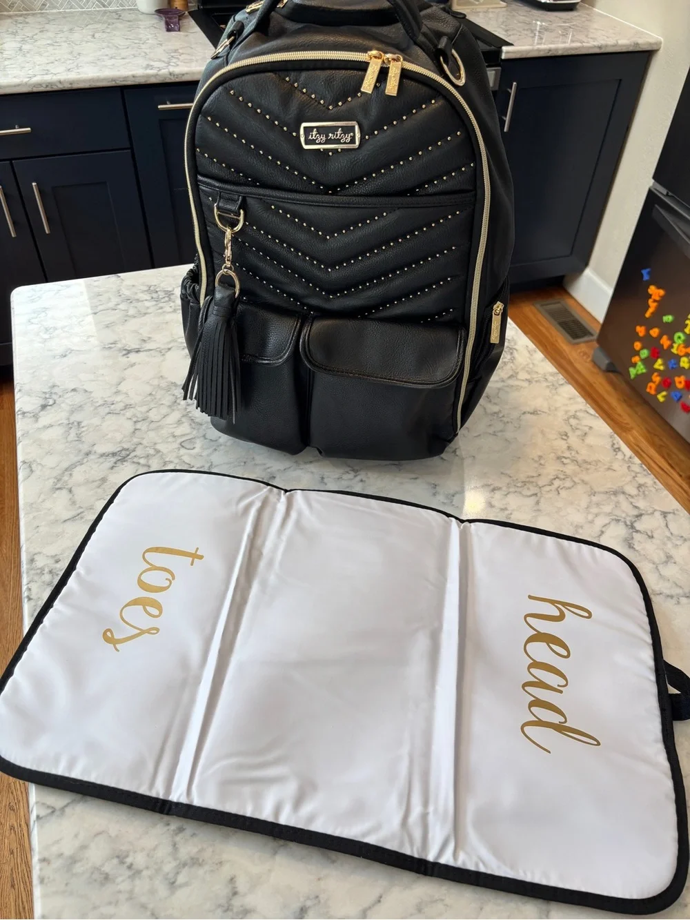 Itzy Ritzy Black Quilted Backpack Diaper Bag